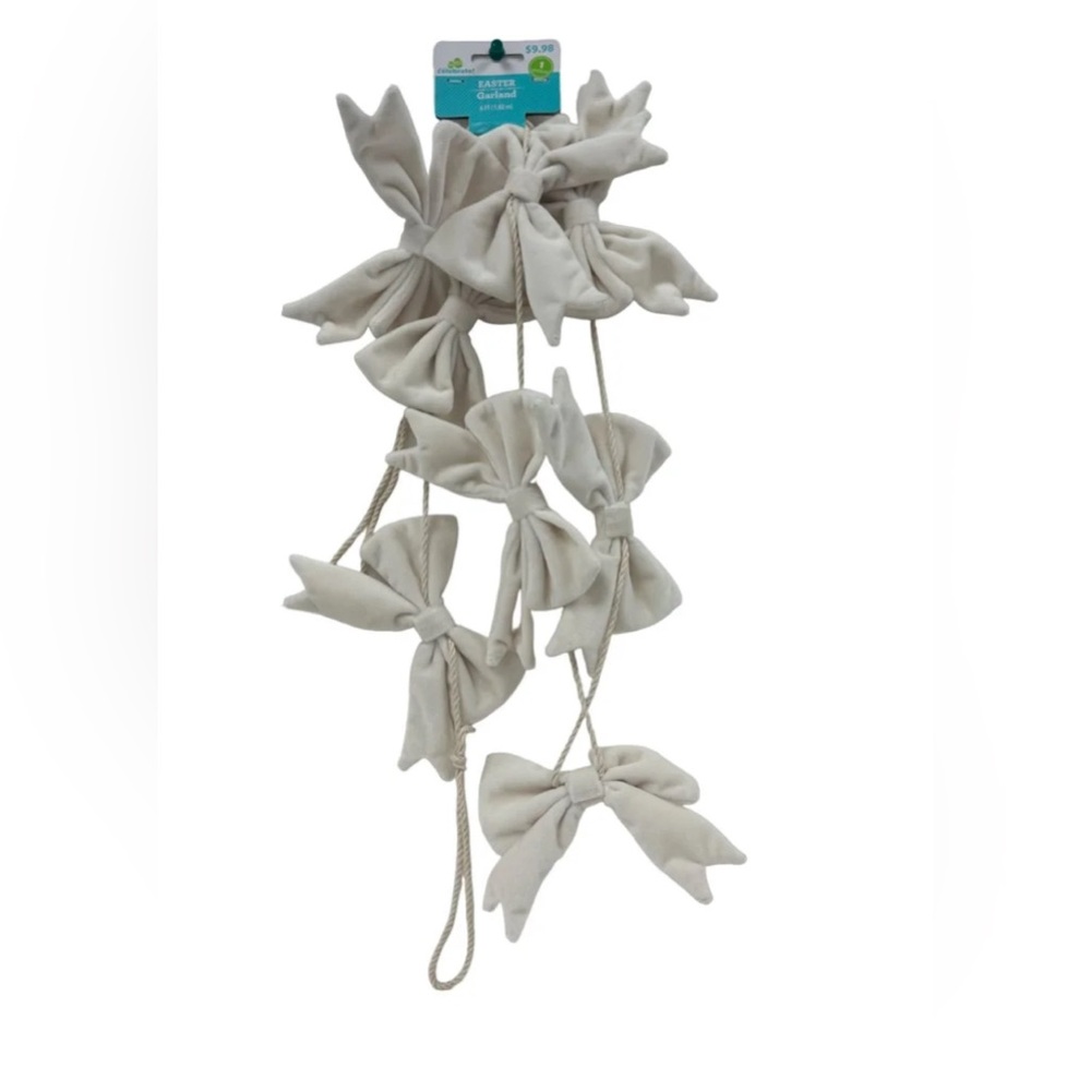 Easter White Fabric Bow Garland, 6 ft. Way To Celebrate Brand New.